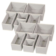 Load image into Gallery viewer, Great diommell foldable cloth storage box closet dresser drawer organizer fabric baskets bins containers divider with drawers for baby clothes underwear bras socks lingerie clothing set of 12 grey 444