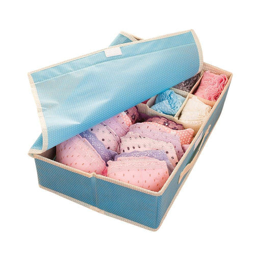 The best kaimao foldable storage boxes drawer dividers closet organisers under bed organiser for underwear bra socks tie scarves with lid blue