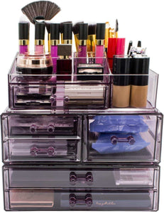 Storage organizer sorbus cosmetics makeup and jewelry storage case display sets interlocking drawers to create your own specially designed makeup counter stackable and interchangeable purple