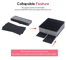 Load image into Gallery viewer, Exclusive onlyeasy closet underwear organizer drawer divider set of 4 foldable cloth storage boxes bins under bed organizer for bras socks panties ties linen like black mxass4p