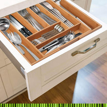 Load image into Gallery viewer, Save on non slip extra deep expandable large silverware organizer bamboo flatware drawer organizer cutlery tray utensil holder adjustable drawer organizers kitchen drawer dividers by pristine bamboo