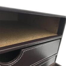 Load image into Gallery viewer, Related unionbasic multi functional pu leather wooden desk organizer file cabinet office supplies desktop storage organizer box with drawer plain black 3 drawer