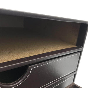 Related unionbasic multi functional pu leather wooden desk organizer file cabinet office supplies desktop storage organizer box with drawer plain black 3 drawer