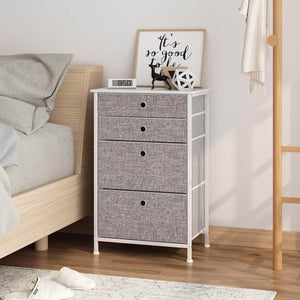 Heavy duty langria faux linen home dresser storage tower with 4 easy pull drawers sturdy metal frame and wooden tabletop perfect organizer for guest room dorm room closet hallway office area gray