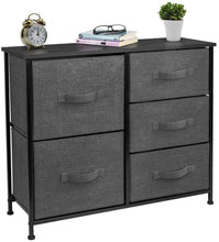 Load image into Gallery viewer, Explore sorbus dresser with 5 drawers furniture storage tower unit for bedroom hallway closet office organization steel frame wood top easy pull fabric bins black charcoal