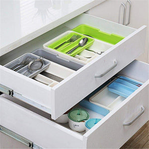 Discover stock show expandable stackable movable adjustable plastic cutlery tray kitchen utensil drawer organizer tableware holder silverware storegrey
