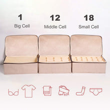 Load image into Gallery viewer, Kitchen underwear and socks organizer with lid for women set of 3 foldable drawer storage boxes for sorting storage socks bra underwear beige