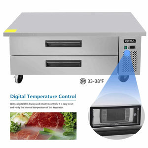 Shop here commercial 2 drawer refrigerated chef base kitma 60 inches stainless steel chef base work table refrigerator kitchen equipment stand 33 f 38 f