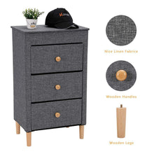 Load image into Gallery viewer, Heavy duty kamiler 3 drawer dresser nightstand beside table end table storage organizer tower unit for bedroom hallway entryway closets removable fabric bins no tool required to assemble