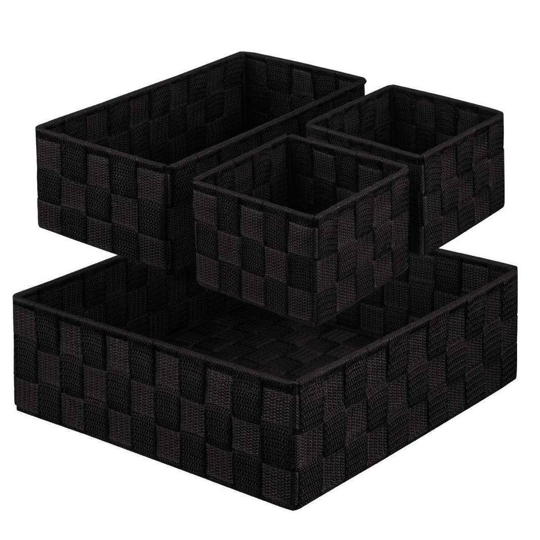 Budget friendly kedsum woven storage box cube basket bin container tote cube organizer divider for drawer closet shelf dresser set of 4 black