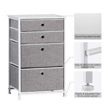 Load image into Gallery viewer, Featured langria faux linen home dresser storage tower with 4 easy pull drawers sturdy metal frame and wooden tabletop perfect organizer for guest room dorm room closet hallway office area gray
