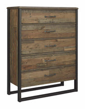 Load image into Gallery viewer, Results ashley furniture signature design sommerford chest casual 5 drawers light grayish brown finish reclaimed wood silver bronze hardware legs
