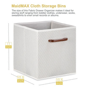 Cheap maidmax foldable storage cubes set of 6 decorative fabric storage bins containers organizers drawers with wood handles for shelves clothes closet kids bedroom gray polka dot