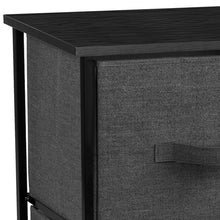 Load image into Gallery viewer, Results sorbus 2 drawer nightstand with shelf bedside furniture accent end table chest for home bedroom accessories office college dorm steel frame wood top easy pull fabric bins black