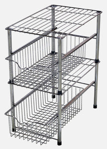 Online shopping decobros stackable under sink cabinet sliding basket organizer drawer chrome