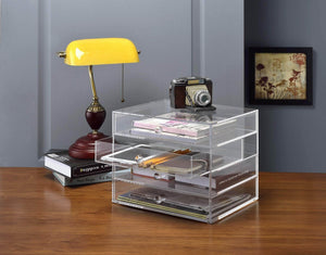 Best seller  acrylic plastic handcrafted transparent clear 4 tier drawer storage organizer case for jewelry makeup cosmetic oversized 12 7l x 9 8w x 10 9h inches