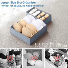 Load image into Gallery viewer, Explore underwear organizer dresser drawer organizer foldable closet drawer dividers washable sock organizer storage bra box fabric bin for baby clothes panties lingeries ties belts