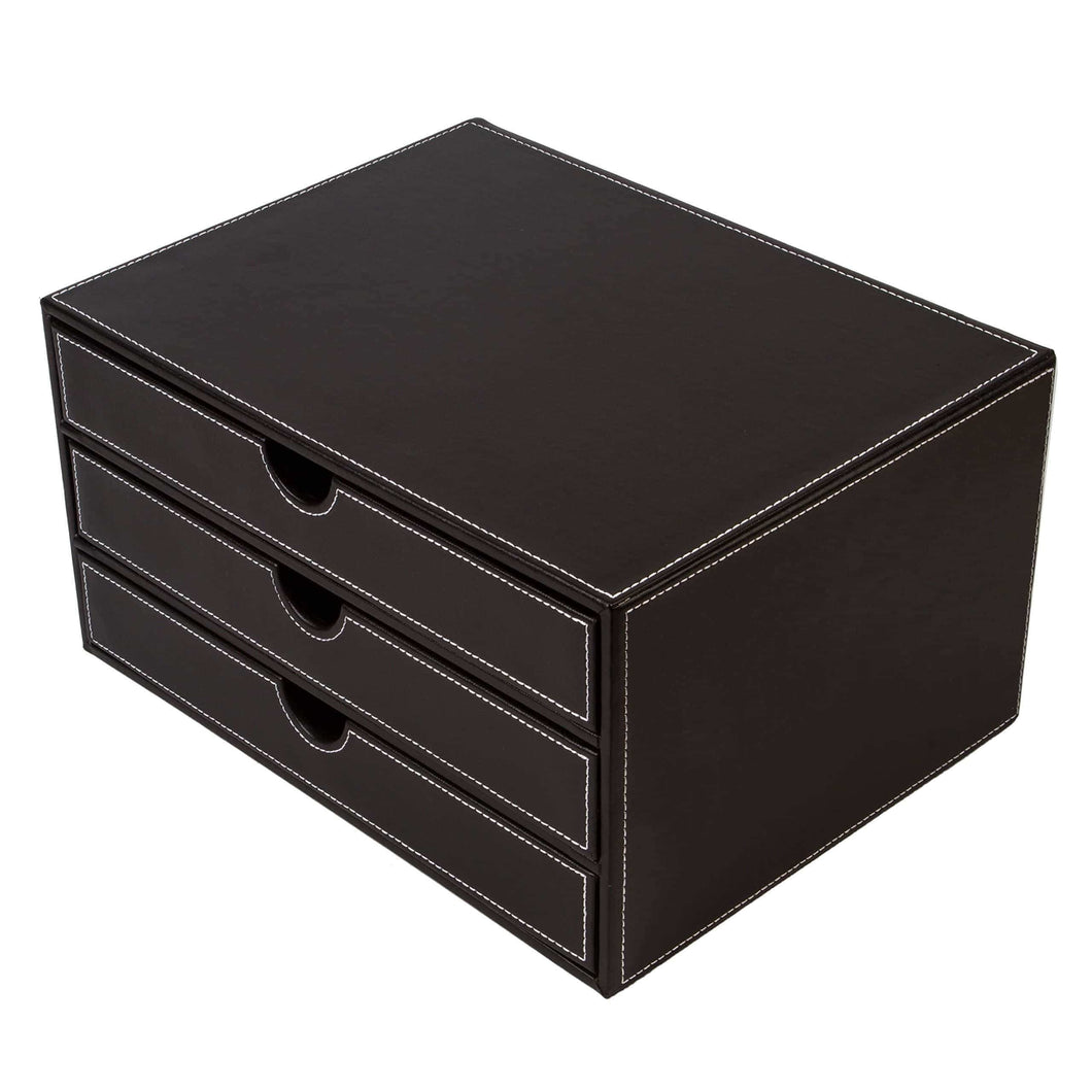Amazon best ubaymax multi functional 3 drawer leather desk organizer file cabinet office supplies desktop storage jewelry organizer box with drawer black