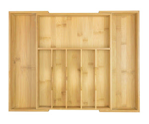 New kitchenedge high capacity kitchen drawer organizer for silverware flatware and utensils holds 16 placesettings 100 bamboo