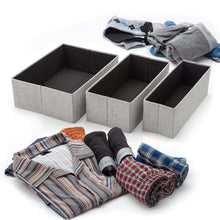 Load image into Gallery viewer, Best seller  foldable closet drawer organizer set of 3 storage containers moisture and dust proof storage baskets beautiful textured fabric sturdy build perfect for home and office gray birch