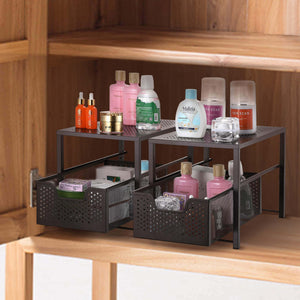 Discover the best simple trending under sink cabinet organizer with sliding storage drawer desktop organizer for kitchen bathroom office stackbale bronze