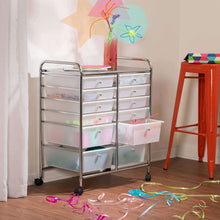 Load image into Gallery viewer, Shop here honey can do rolling storage cart and organizer with 12 plastic drawers