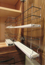 Load image into Gallery viewer, Featured vertical spice 22x2x11 dc spice rack narrow space w 2 drawers each with 2 shelves 20 spice capacity easy to install