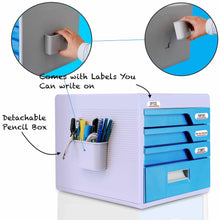 Load image into Gallery viewer, Discover the best locking drawer cabinet desk organizer home office desktop file storage box w 4 lock drawers great for filing organizing paper documents tools kids craft supplies serenelife slfcab20