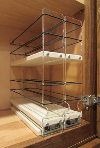 Get vertical spice 22x2x11 dc spice rack narrow space w 2 drawers each with 2 shelves 20 spice capacity easy to install
