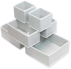 Storage simple houseware foldable cloth storage box closet dresser drawer divider organizer basket bins for underwear bras gray set of 6