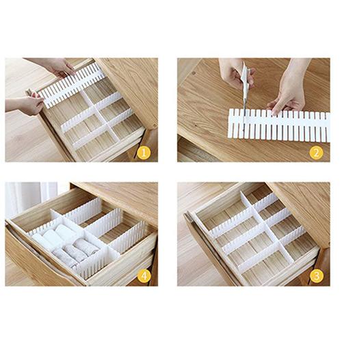 Plastic DIY Grip Drawer Dividers Organizer, Dresser Kitchen Office Drawer Organizer Accessories Underwear Tools Utensil Plastic Storage