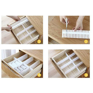 Plastic DIY Grip Drawer Dividers Organizer, Dresser Kitchen Office Drawer Organizer Accessories Underwear Tools Utensil Plastic Storage