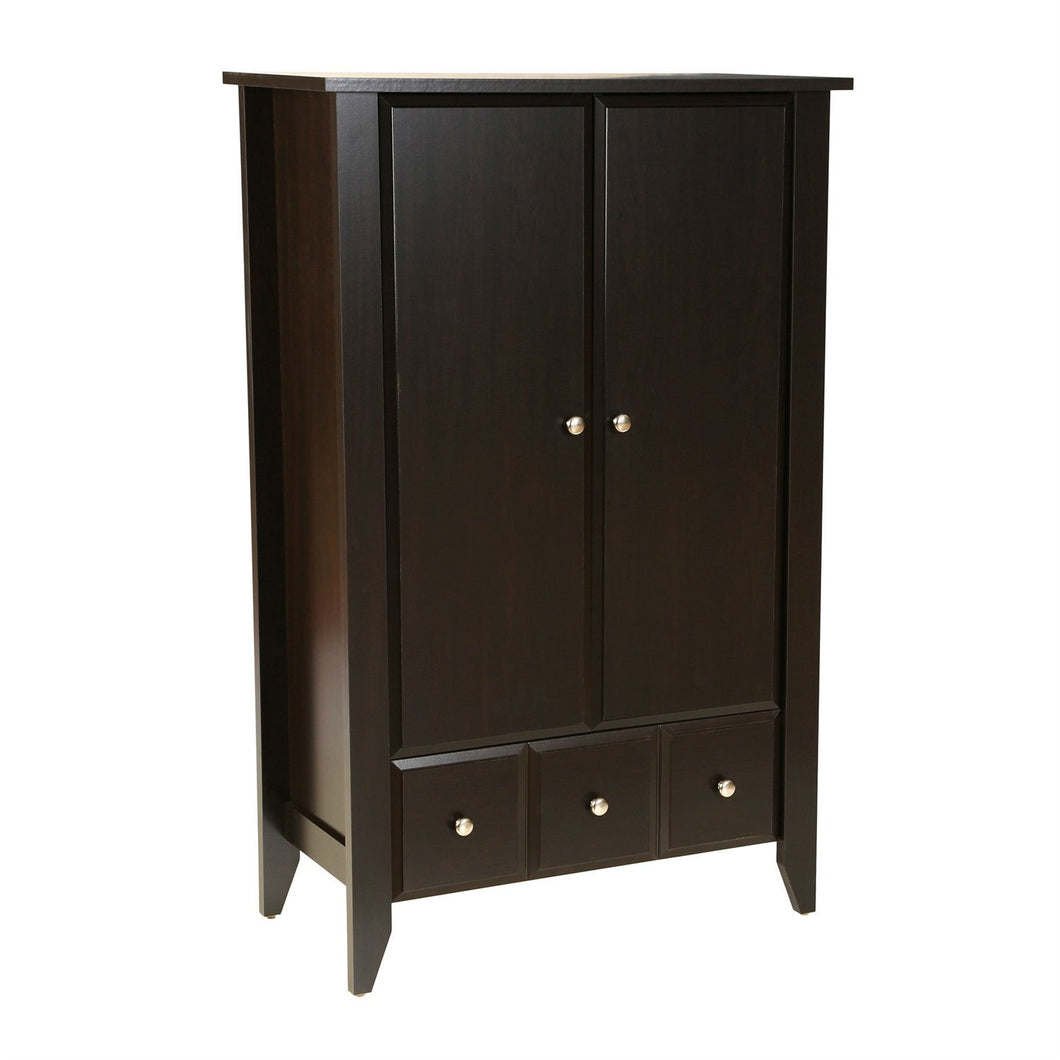 Bedroom Wardrobe Armoire Cabinet in Dark Brown Mocha Wood Finish