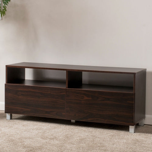 Dark Walnut Finish Contemporary TV Stand - Accommodates up to 50-inch TV