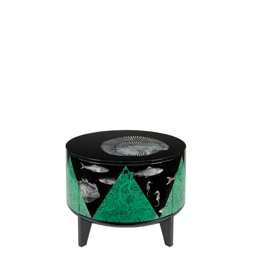 Fornasetti Tamburo table Marino colour - with drawer divider